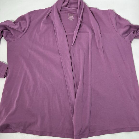 LL Bean Cardigan Womens XL Purple Knit Open Front Supima Cotton Layering Outdoor - Picture 2 of 7